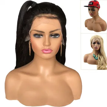 Realus Moterų Manekeno Galvos Modelį su Peties Manikin PVC Galva, Krūtinė Perukas Galvos Stovėti Perukai Ekranas Priėmimo,Optikos,