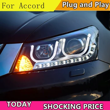 Automobilių Stiliaus LED Žibintas Honda Accord žibintai 2008-2013 m. Accord led žibintai led drl H7 hid Q5 Bi-Xenon Objektyvas artimąsias