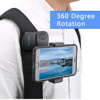360 Laipsnių Pasukimo Kuprinė Apkabos, tvirtinimas GoPro Hero 7/6/5 xiaoyi Iphone Visi 3.5-6.8 Colių Mobilųjį telefoną live vaizdo įrangos Priedai