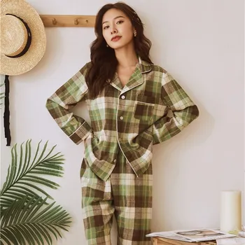 2020 m., Nauja Rudens Žiemos Sleepwear Storio Medvilnės Pižama Ponios Pijamas Mujer Pledas Stiliaus moteriškos Pižamos Išlaikyti Šiltas Homewear