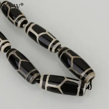 Gamtos Tibeto onikso Dzi Karoliukai papuošalai kay juvelyrų jewellry skiltyje cilindrų balta ir juoda 39-41x15-16x15-16mm