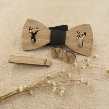 Graviruotas Medienos peteliškę Cufflink rankogalių segtukai prisegamas mediniais nustatyti vestuvių jaunikis groomsmen nuotakos šalis kaimiškas handkerch
