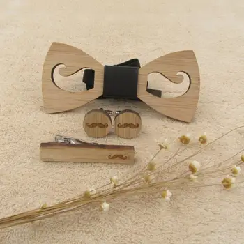 Graviruotas Medienos peteliškę Cufflink rankogalių segtukai prisegamas mediniais nustatyti vestuvių jaunikis groomsmen nuotakos šalis kaimiškas handkerch