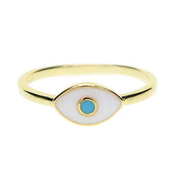 2020 Pigūs didmeninė juvelyrikos balto emalio akimi aukso užpildytas subtilus turkijos blogio akis, viena mėlyna akmuo pasisekė mergina žiedai