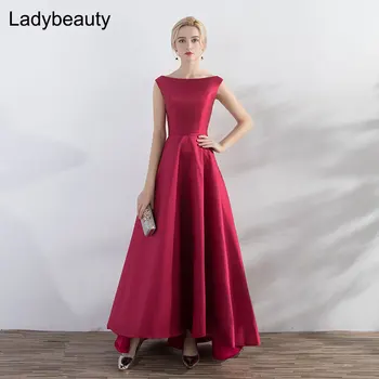 Ladybeauty Naują Atvykimo Elegantiškas Raudonojo Vyno Vakarinę Suknelę Aukštas, Žemas, Trumpas, Priekiniai Ilgai Atgal Jungiamąją Oficialią Šalies Plius Dydis Suknelės