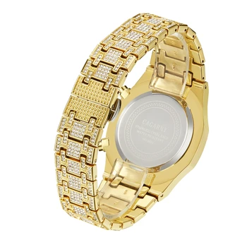 Top Brand Diamond Prabangūs Nauji vyriški Kvarcas Laikrodžio Verslo 18k Aukso Vandeniui Chronograph Watch Vyrų Mados Laikrodis Relojes