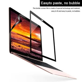 Paprasta Pasta Ne Burbulas Ekranai apsaugos plėvelė su Juodu Rėmu, Skirta MacBook 12 colių Ekrano Apsaugos