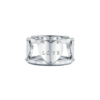 Platus versija Moterų Žiedas Širdies formos klasikinės mados Sidabro Meilės priedai 925 Sterlingas sidabro Papuošalai Valentino dovana