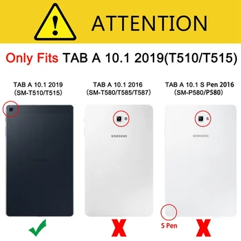 PU Odinis dėklas, skirtas Samsung Galaxy Tab 2019 SM-T510 SM-T515 T510 T515 Padengti Tab 10.1 2019 Kortelės lizdas tablet atveju+Filmas