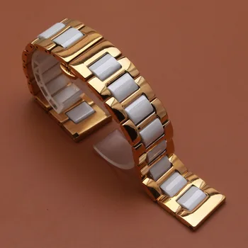 Geltona Aukso metalo Wrap Keramikos Watchband Baltas Gražus Žiūrėti dirželis apyrankė tinka kvarciniai laikrodžiai moterims, kaip 14mm 16mm 18mm 20mm 22mm