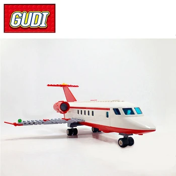 GUDI 8911 Miesto oro Uostas VIP Privatus Reaktyvinis Lėktuvas 334pcs Blokų Rinkinius Vaikams 