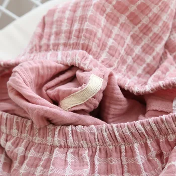 2020 Japonų stiliaus medvilnės krepo ponios plius dydis pižama ilgomis rankovėmis kelnės pledas paprasta stiliaus namų paslauga moterų sleepwear