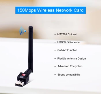 CHIPAL 10vnt 150Mbps Mini USB WiFi Adapteris Imtuvas Dongle Antena Bevielio Tinklo LAN Kortelės 2.4 G 802.11 n/g/b, PC Kompiuteris