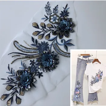 Tridimensional China Gėlių siuvinėjimo tinklelio, pleistras nėrinių vaikų džinsų apdaila, priedai, remontas PASIDARYK pats