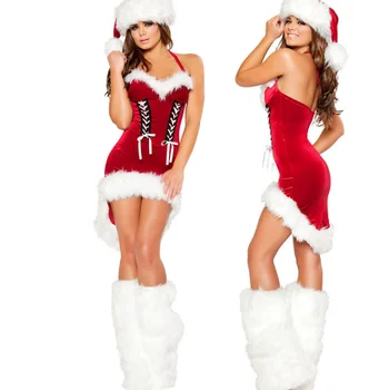 Kalėdų Kostiumas Suaugusiųjų Kalėdų Cosplay Skrybėlę Suknelė, Diržas Moterų Kalėdų Suknelė moterims Kalėdų Senelio Kostiumas naujųjų metų aprangos komplektas