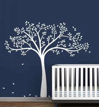 Didelės Baltos Spalvos Medžio, Sienos Lipdukas Monochromatinės Rudenį Medis Pratęstas Lyčių Neutral Baby Vaikų Darželio Dekoras, Tapetai Vinilo Sienos Lipdukas A230