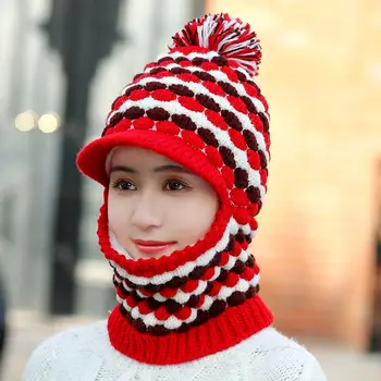 Moteriška Šilta Kepuraitė Skrybėlę Jojimo Sniego Kepurės Žiemą Moterų Megzti Skrybėlę Ir Skara Nustatyti Pūkų Kamuoliuką Pom Pom Mados Vilnos Sustorėjimas Skrybėlę Apvadai