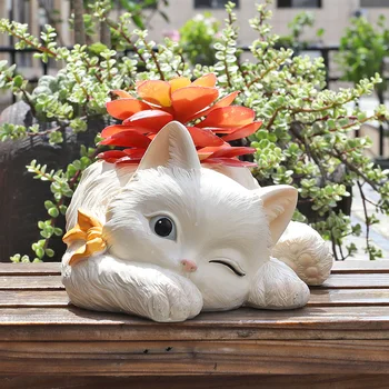 Šiaurės Stiliaus Mielas Dervos Kačiukas Modeliavimo Vazonas Kūrybos Animacinių Filmų Succulents Gėlių Bonsai Puodą Augalams, Vazos Apdaila Namo