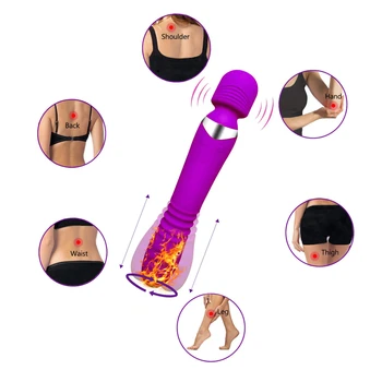 7 Vibracijos Režimai, AV Šildymo Ruožas Magic Wand Massager Dildo G Spot Vibratorius Moteris Galingas Suaugusiųjų Sekso Žaislai Asmens Clit