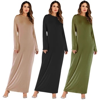 Plus Size Vestidos Skraiste Femme 2020 Abaja Musulmonų Ukrainos Ilgomis Rankovėmis Moterims Medvilnės Maxi Bodycon Suknelė Vestido Longo Ponios Suknelės