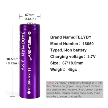 FELYBY 9PCS 18650 3.7 v, li-ion akumuliatorius as ličio accu Naujas Originalus li-ion 18650 baterija 3400mAh