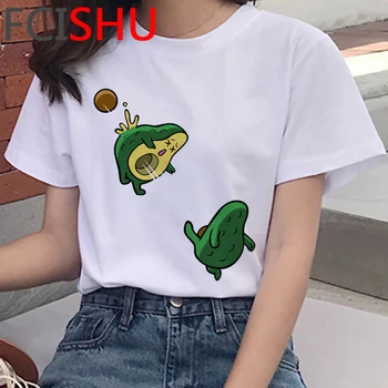 Kawaii Avokado Veganų Juokingas Animacinių filmų Marškinėliai Moterims Mielas Anime Harajuku T-shirt Streetwear Grafinis Marškinėlius Ullzang Viršuje Tees Moteris