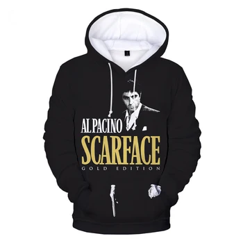 Filmo Scarface 3D Spausdinimo Hoodie Palaidinės Tony Montana Spausdinti Harajuku Streetwear Hoodies Vyrai Moterys Mados Atsitiktinis, Kietas Megztinis
