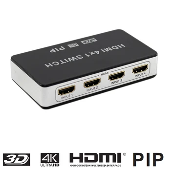 Naujas 4K*2K HDMI Switcher 4 Port 3D 1080P Video HDMI Jungiklis Switcher 4x1 su Picture-In-Picture PiP IR Belaidis Nuotolinio