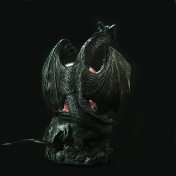 Saurian Žvelgdamas Dragon Galia Tesla Statulėlės Ornamentu Gotikinės Skulptūros Dervos Drakono Statula Su Švytinčiomis Plazmos Kamuolys