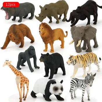 Naujas 12pcs/set modeliavimas Gyvūnų Pasaulyje Zoologijos sodas Modelio Paveikslas Veiksmų Žaislų Rinkinys Animacinių filmų Modeliavimas Gyvūnų Puikus Plastiko Surinkimo Žaislas