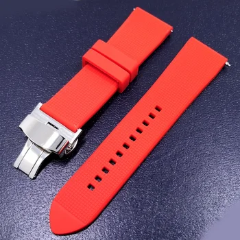AOOW Universalus Silikono Watchband Drugelis sagtis Juostos Plieno Sagtis, Dirželis ant Riešo Diržas Apyrankę 18mm 20mm 22mm Vyrams, Moterims
