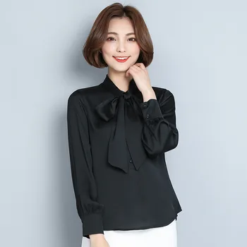 2020 Naujas Moterų Šifono Palaidinė Elegantiškas Marškinėliai Ilgomis Rankovėmis Kietas Atsitiktinis Palaidinės 2020 Ponios Office Viršūnės