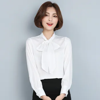 2020 Naujas Moterų Šifono Palaidinė Elegantiškas Marškinėliai Ilgomis Rankovėmis Kietas Atsitiktinis Palaidinės 2020 Ponios Office Viršūnės
