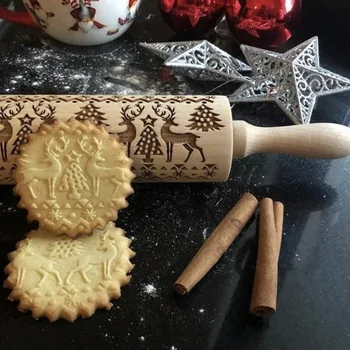 13inch Kalėdų Briedžių Įspaudas kočėlas Spausdinti Kepimo Slapukus Makaronų Sausainių Minkštas Pyragas Tešla 