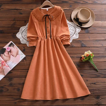 Japonija stiliaus rudens mados mielas saldus suknelė naują atvykimo lankas ilgomis rankovėmis lady derliaus vestidos
