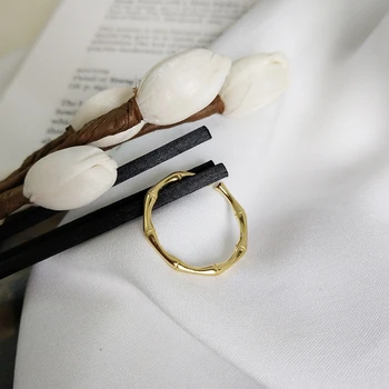 LouLeur 925 sterlingas sidabro, aukso bambuko burl atidaryti žiedai slim laukinių elegantiškas restorano žiedai moterims bauda papuošalai žavesio dovana