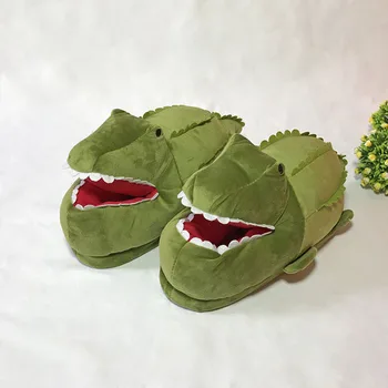 Aligatorius animacinių filmų pliušinis namų šlepetės žalias krokodilas tiesioginio pardavimo pusės-pack batai, šilta, neslidžia medvilnės batai, vyrams, moterims, patalpų