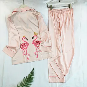 Lisacmvpnel Šifono Animacinių Filmų Pižama Moteris Seksuali Ilgomis Rankovėmis Kelnės Twinset Cardigan Pajama Rinkinys
