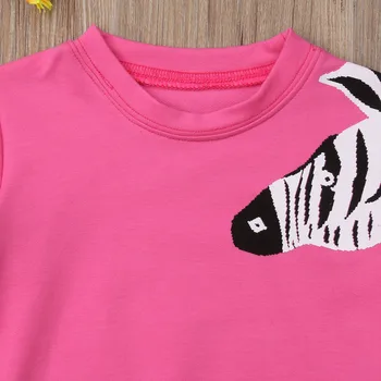Kutai Bamblys Vaikas Baby Girl Zebra Medvilnės Drebulys Viršuje, T-marškinėliai, Palaidinukė Drabužių Rudens Komplektai