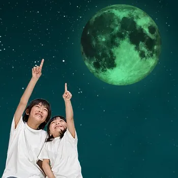 16 Šviesos Mėnulis 3D Sienų Lipdukai Vaikų Kambario, Miegamojo Kambarį Namo Apdailos Lipdukai Spindinčią Tamsoje Sienų Lipdukai