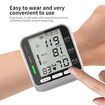Riešo Slėgio Kraujo Smart Elektroninis Skaitmeninis Nešiojamas BP Stebėti Sphygmomanometer Naudoti Namuose, Kamertonas ' Kraujo Slėgio Matuoklis