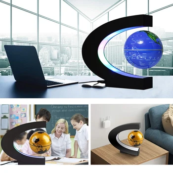 C Formos Magnetic Levitation Plaukiojantis Rutulio Pasaulio Žemėlapį su LED Šviesos Dovanos Mokyklos Mokymo Įrangą, Namų Biuro Stalas Apdaila
