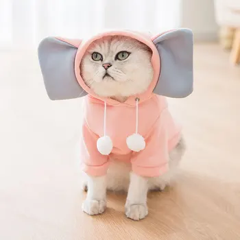 Nauja katė megztinis didelėmis ausimis mielas dramblys animacinių filmų transformacijos gobtuvu megztinis katė katė dviejų turkiškas drabužius šuniukas šuo, pritaikytas drabužiai