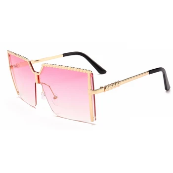 Negabaritinių akiniai nuo saulės Mados Aikštė Frameless integruoti akiniai vyrai akinius Metaliniais rėmais atspalvių moterų gafas de sol mujer