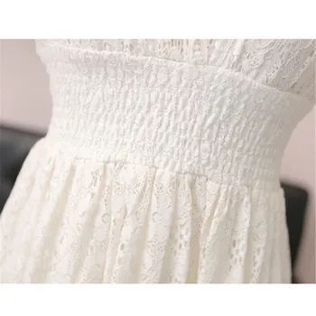 2019 Mados Pavasario Moterų Suknelė ilgomis Rankovėmis Nėrinių Suknelės Vasarą V-kaklo Bohemijos Suknelė Balta Juoda Tuščiaviduriai Iš Suknelė Vestidos WZ688
