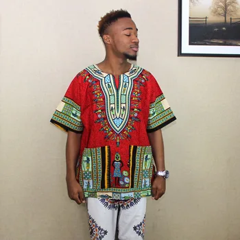 (greitas pristatymas) 2016 Naujausias Mados Dizaino Afrikos Tradicinės Spausdinimo, Medvilnės Dashiki T-marškinėliai unisex