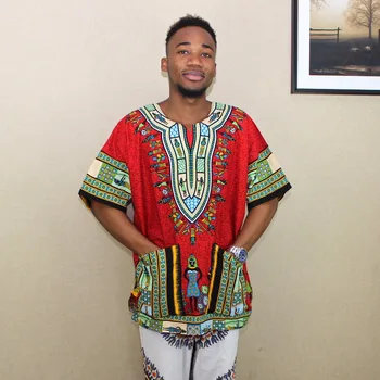 (greitas pristatymas) 2016 Naujausias Mados Dizaino Afrikos Tradicinės Spausdinimo, Medvilnės Dashiki T-marškinėliai unisex