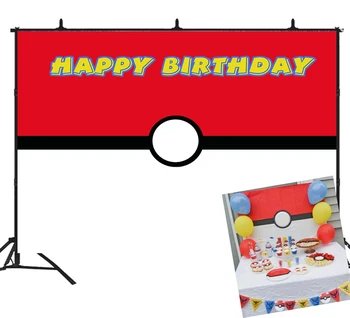 Su gimtadieniu fotografijos backdrops raudona balta pokemon fone kūdikio, vaiko foto studija rekvizitai šalis dekoro vinilo plakatas