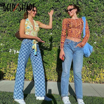 Bold Atspalvį 2000-ųjų Estetinės Mados E-girl Tees ilgomis Rankovėmis Geometrinis Spausdinti Apkarpyti Viršūnes Moterų Slim marškinėliai Streetwear Rudenį