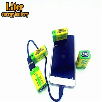 9V 6F22 USB 1200mAh Lipo įkraunama ličio jonų baterija dūmų signalizacijos bevielis mikrofonas, Gitara Bankas galios mobilusis telefonas